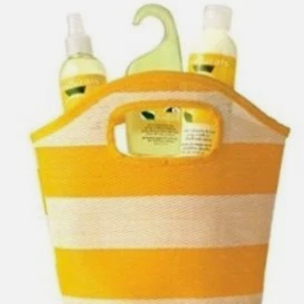 Naturals Woven Yellow n White Striped Bag by Avon